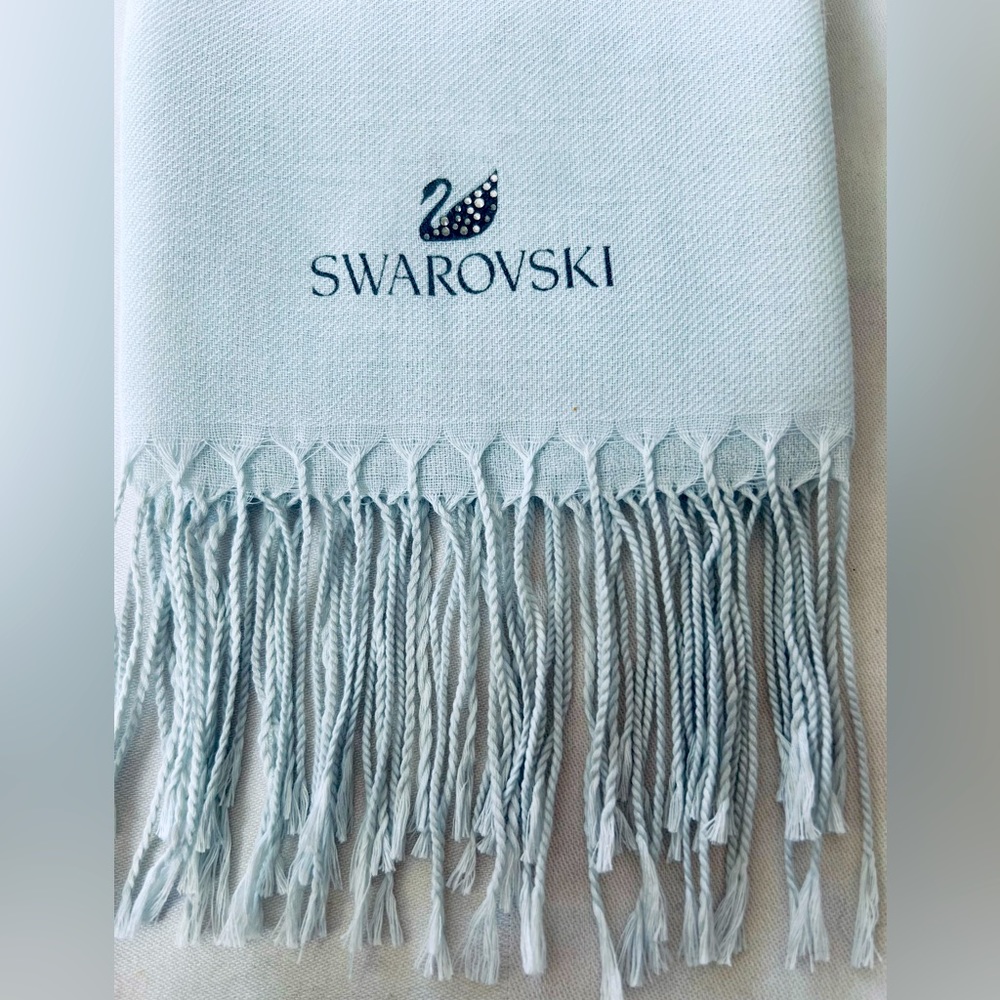 SWAROVSKI Light Gray with Crystal Accent %65 Polyester & %35 Viscose Scarf